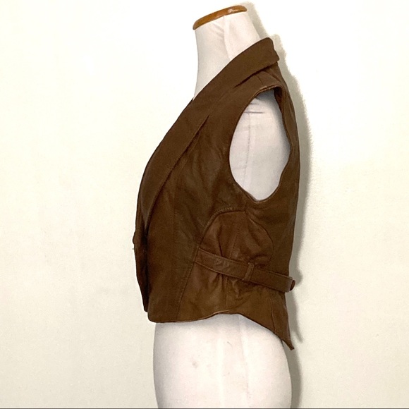 MNG Collection Leather Vest Brown Small - Picture 3 of 5